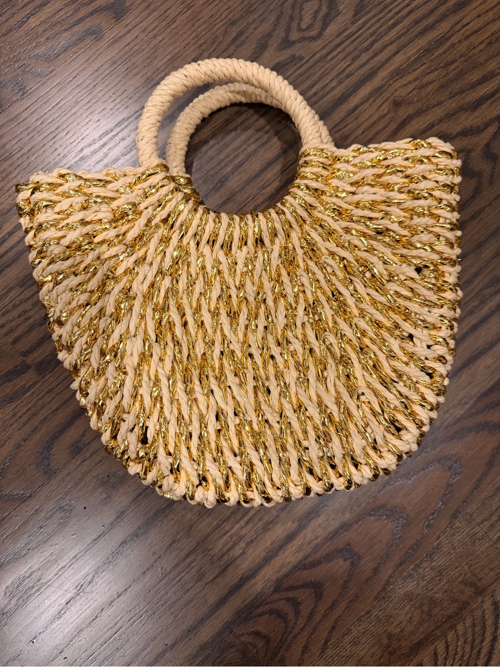 Forever 21 Beige and Gold Woven Mini Bag